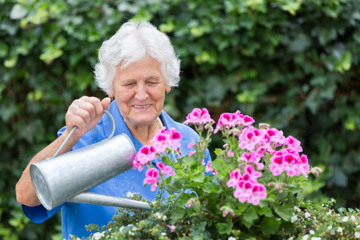 woman with flowers