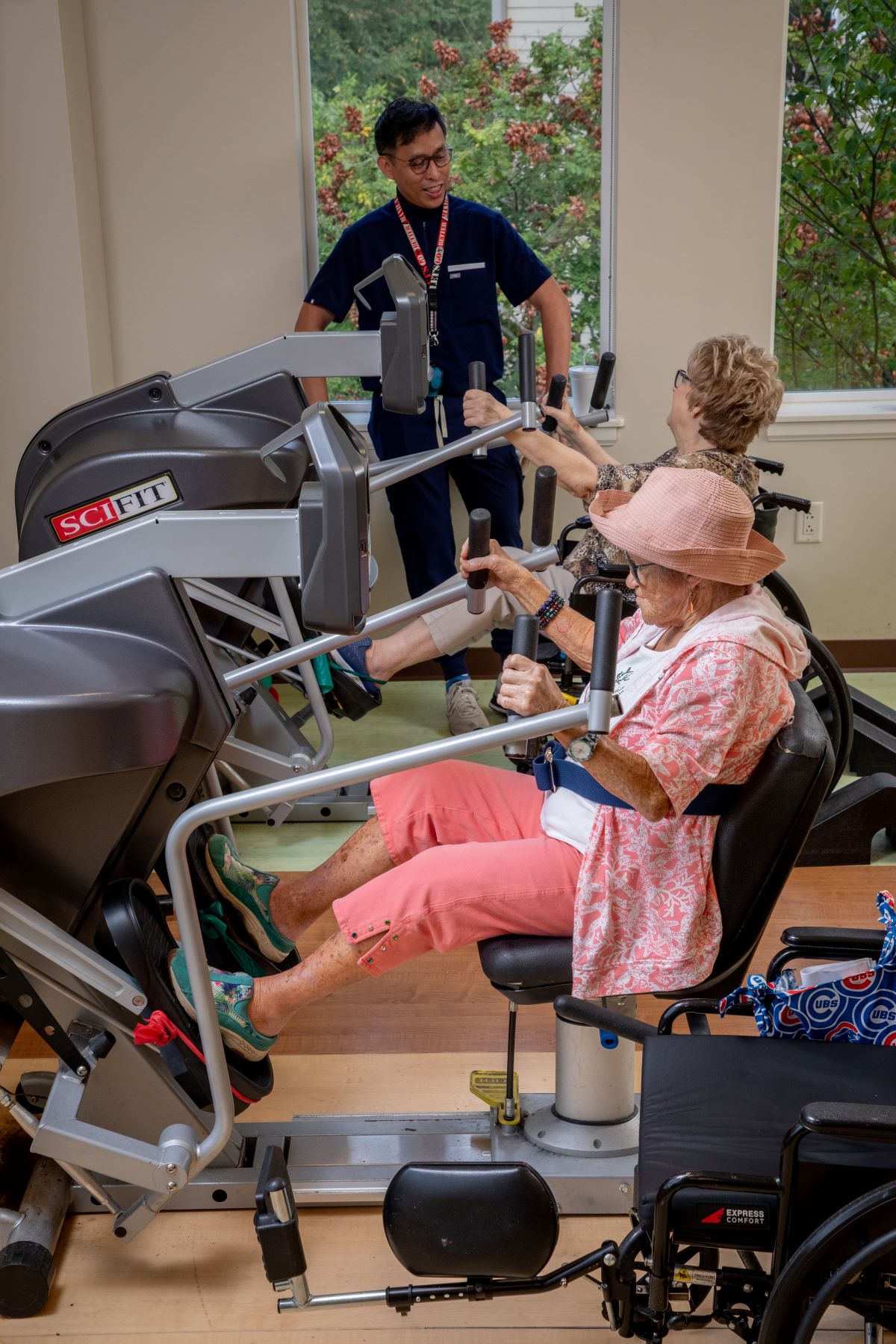 Seniors participating in physical therapy at Holy Cross Rehab