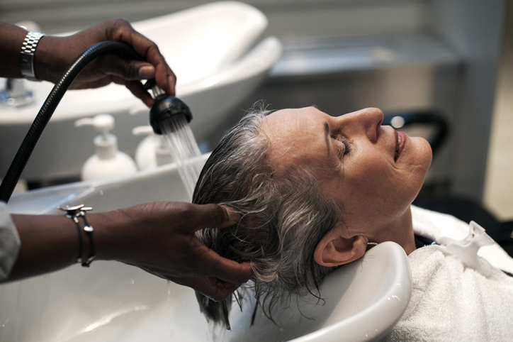 woman having her hair dried